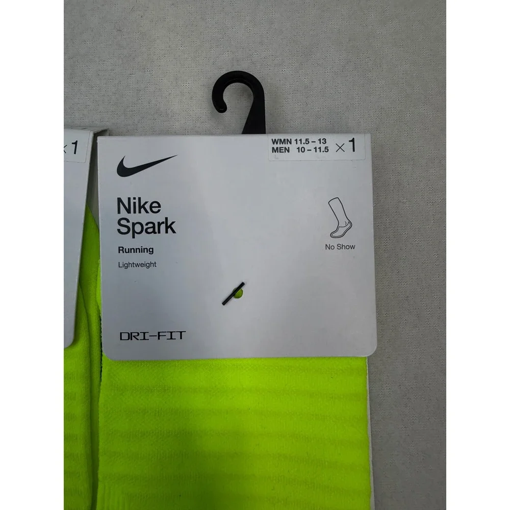 3 pair Nike Spark No-Show Running Socks Volt Yellow Mens 10-11.5 NWT